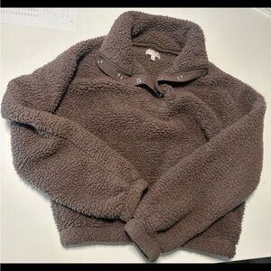 Cozy Brown Sherpa Pullover
